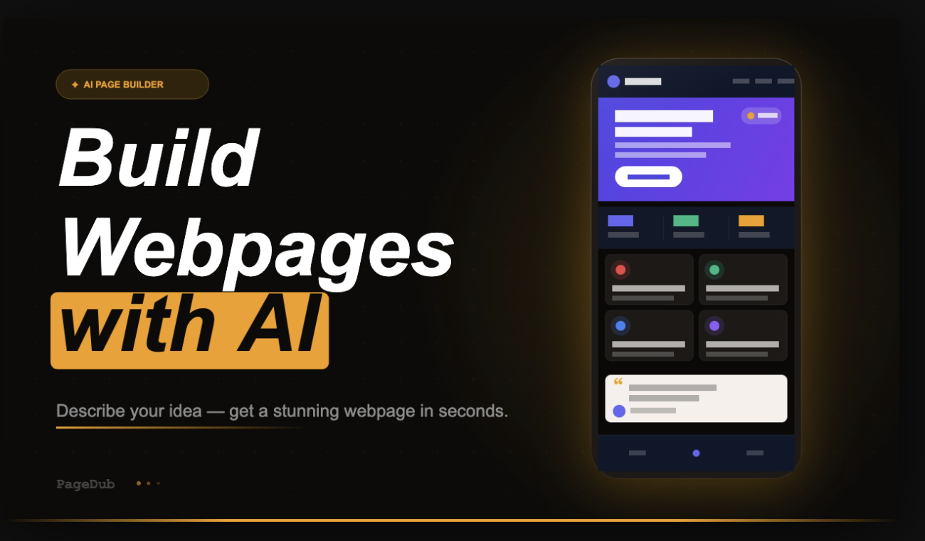 Build webpages with AI — PageDub